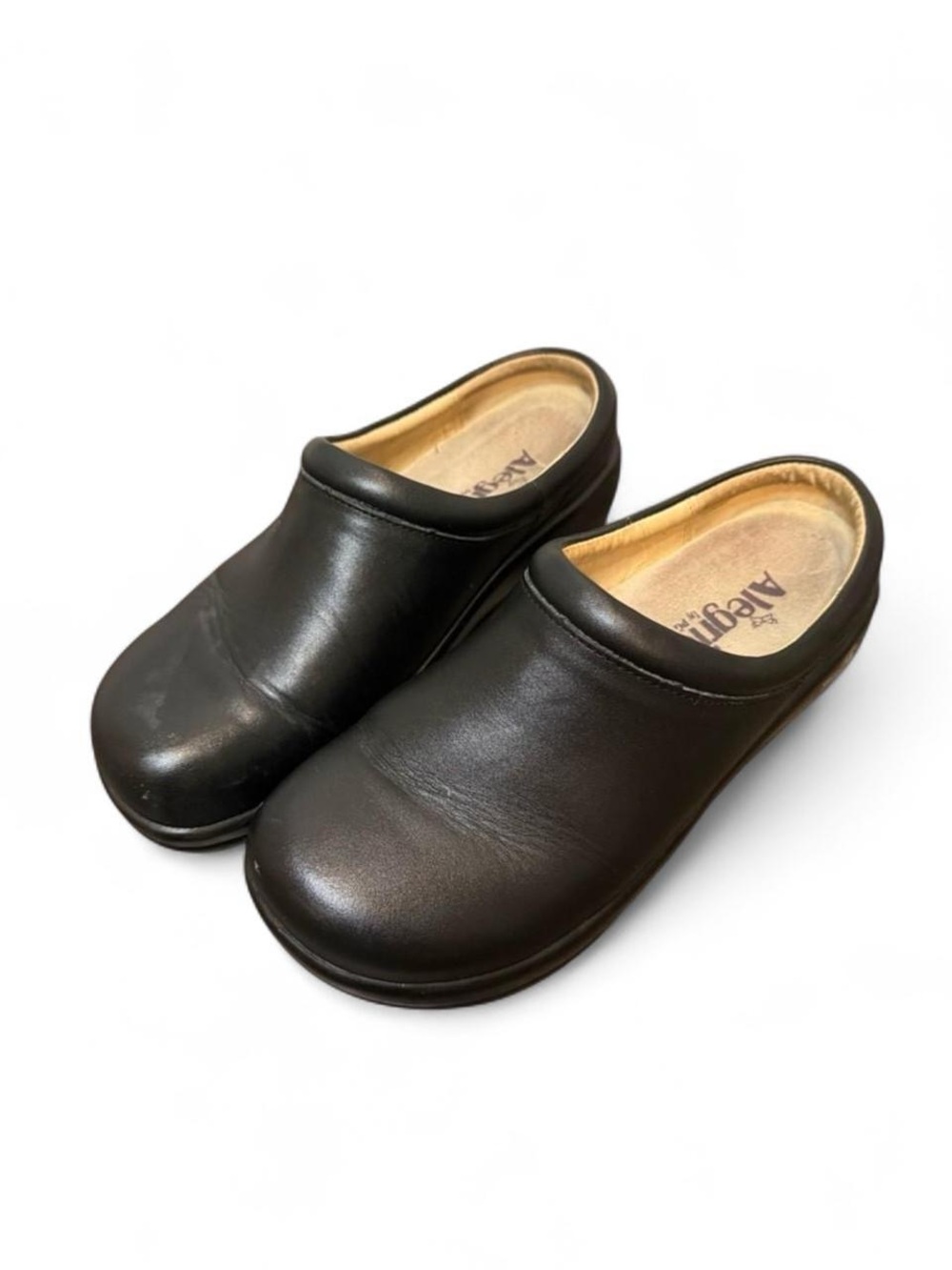Alegria Kayla Black Nappa Leather Clogs Size 36